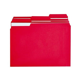 Colored File Folders, 1/3 Cut One-Ply Top Tab, Letter, Red, 100/Box