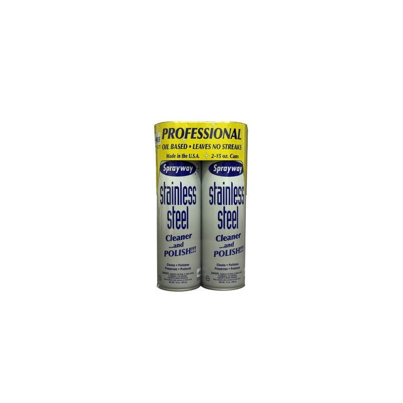 Sprayway Stainless Steel Cleaner, 2/15oz Can, Pack of 2