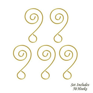 Fancy Gold Ornament Hooks, Gold Ornament Hanger for Collectibles, Pack of 18