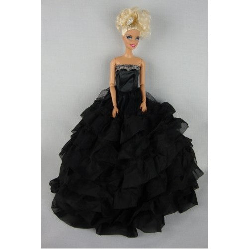 Beautiful Black Dress with Lots of Ruffles Made to Fit Barbie Doll