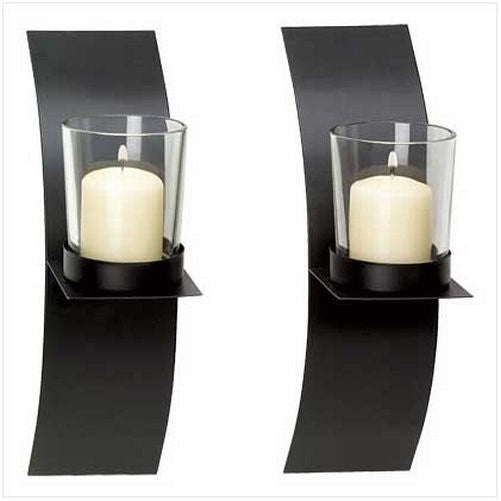 Gifts & Decor Modern Art Candle Holder Wall Sconce Plaque, Set of 2