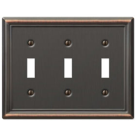AmerTac 149TTTDB Chelsea Steel Triple Toggle Wallplate, Aged Bronze