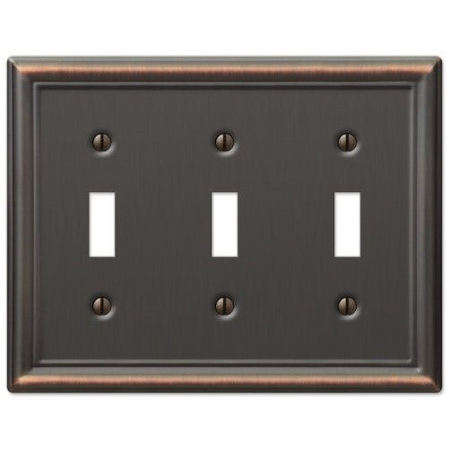 AmerTac 149TTTDB Chelsea Steel Triple Toggle Wallplate, Aged Bronze