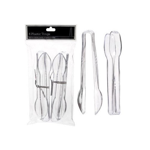 Sugarman Candy Clear Plastic Tongs, 6 1/2-Inch, 2 Packs of 4 Pieces