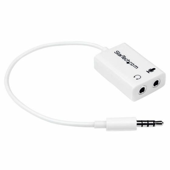 StarTech MUYHSMFFADW 3.5mm 4 Position to 2 x 3 Position 3.5mm Headset Splitter Adapter M/F - White Headphone Microphone Splitter - 4 pin/4 pole