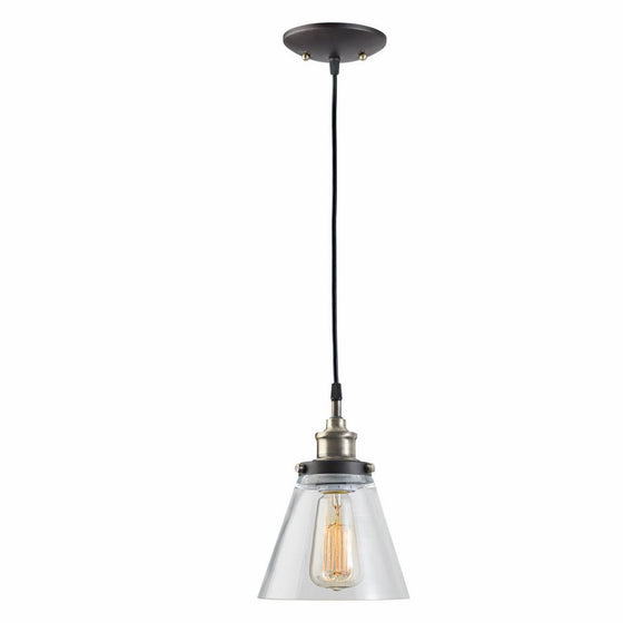 Globe Electric 1-Light Vintage Edison Hanging Pendant, Antique Brass & Bronze Finish, Glass Shade, 64750