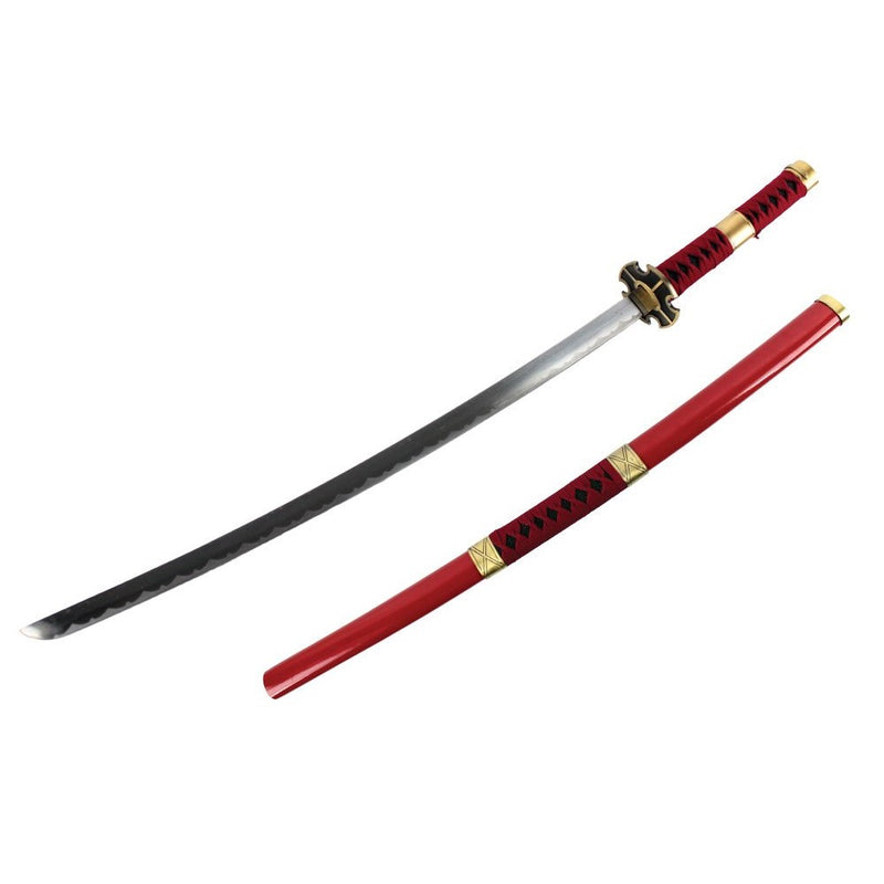 Large 40" Red One Piece Roronoa Zoro Carbon Steel Sword Anime Cosplay Costume