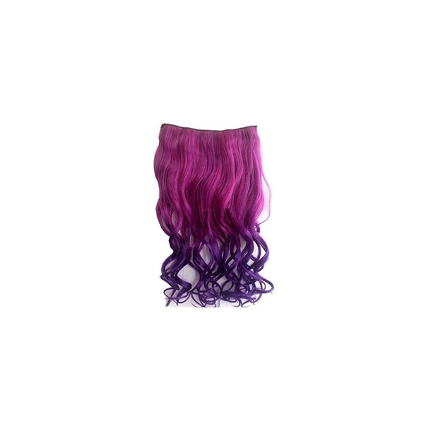 CJESLNA Fashion Sexy Two Tone Long Curl/curly/wavy Clip in Hair Extensions Pieces Wig Girls, Shade Hot Pink to Dark Purple