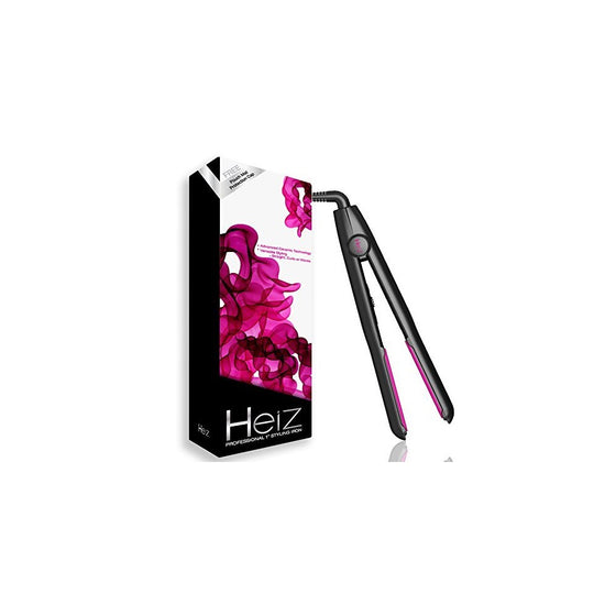 Heiz 1" Ceramic Flat Iron Hair Straightener with Safety Storage Cap and Travel Pouch. 9 Feet Cord and 360 Degree Swivel for Versatile Use