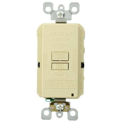 Leviton GFRBF-I Self-Test SmartlockPro Slim Blank Face GFCI Receptacle with LED Indicator, 20 Amp, Ivory