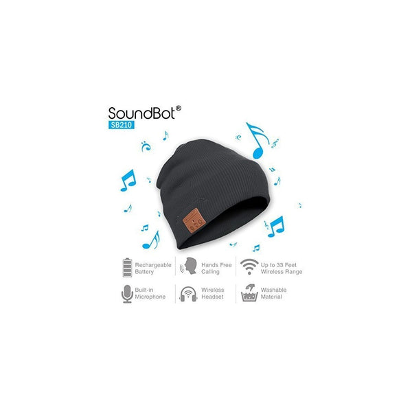 soundbot SB210-GRY/GRY HD Stereo Bluetooth 4.1 Wireless Smart Beanie Headset Musical Knit Headphone Speaker Hat Speakerphone Cap,built-in Mic (Gry)