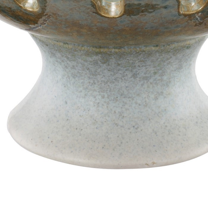 Ceramic Bowl with Scalloped Edges and Wide Base, Green