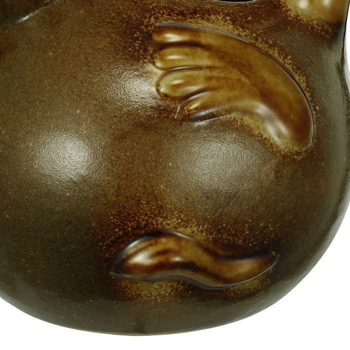 Ceramic Duck Pitcher with Beak Spout and Handle, Brown