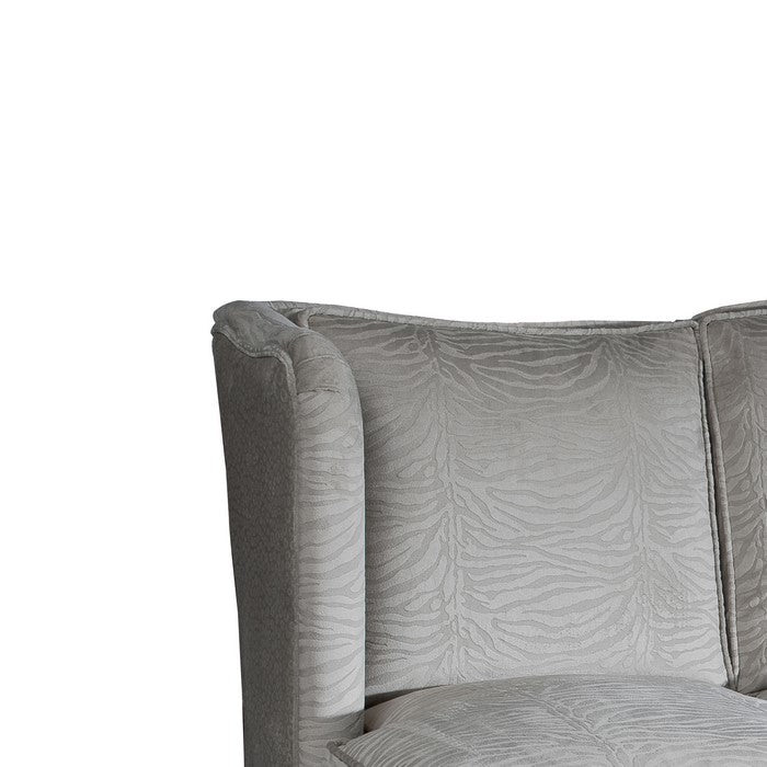 Fabric Upholstered Wooden Sofa with Wingback Design, Gray and Brown