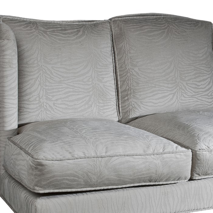 Fabric Upholstered Wooden Sofa with Wingback Design, Gray and Brown