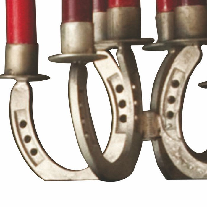 Old Style Horse Shoe Design Metal Candelabra, Nickel Silver