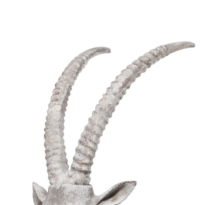 Polyresin Resting Antelope Sculpture with Distressed Details, Gray