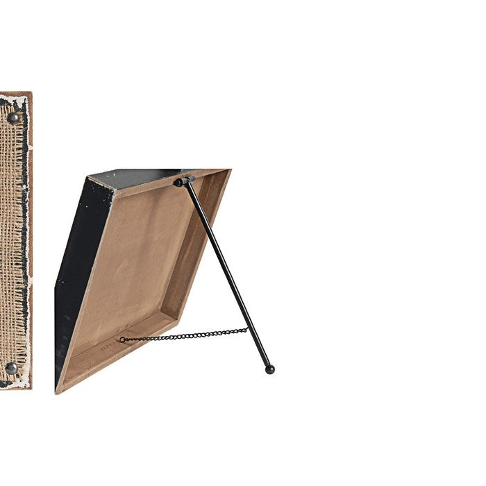 Wood and Metal Clipboard with Burlap Backing and Easel Support, Brown