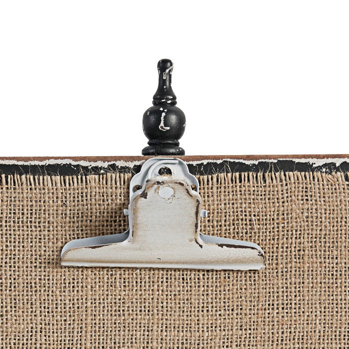 Wood and Metal Clipboard with Burlap Backing and Easel Support, Brown