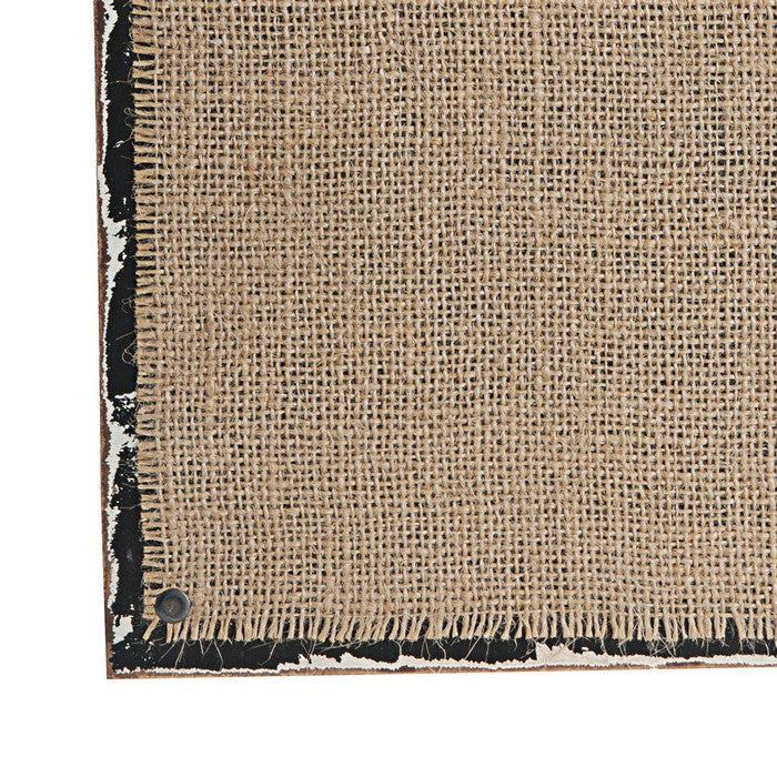 Wood and Metal Rectangular Clipboard with Burlap Backing, Brown
