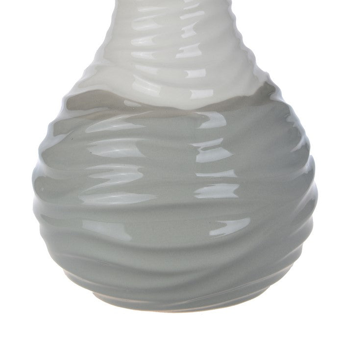 CeramicDecorative Pear with Golden Stem, White and Gray