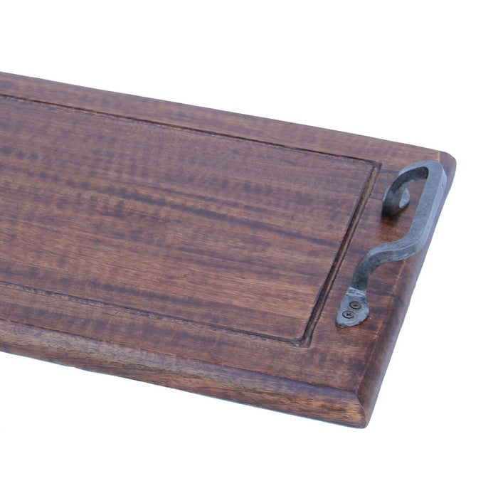 Rectangular Wooden Serving Tray with Handles, Brown