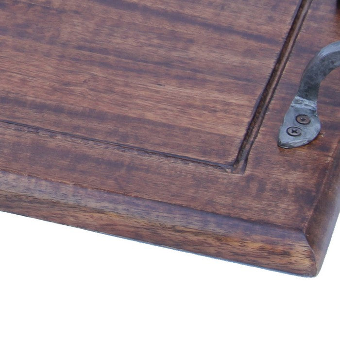 Rectangular Wooden Serving Tray with Handles, Brown