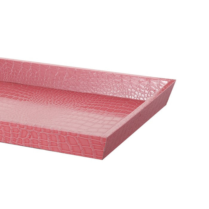 Rectangular WoodenDecorative Serving Tray with Raised Sides, Pink