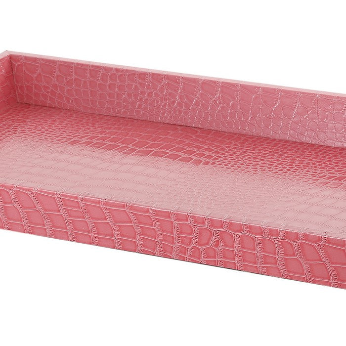 Rectangular WoodenDecorative Serving Tray with Raised Sides, Pink