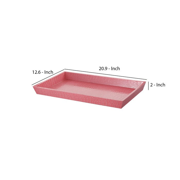 Rectangular WoodenDecorative Serving Tray with Raised Sides, Pink