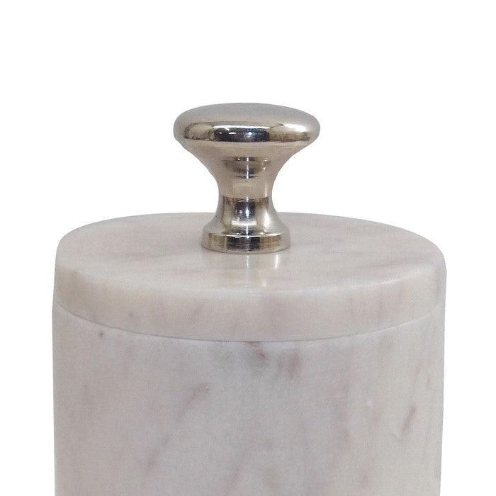 Marble Constructed Jar with Lid, Large, White