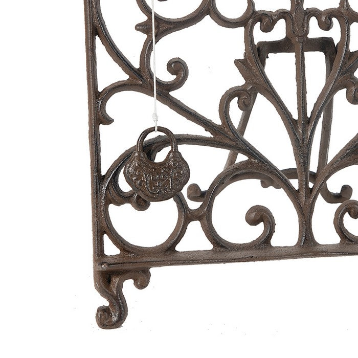 Metal Book Stand with Key and Lock Paper Weight, Brown