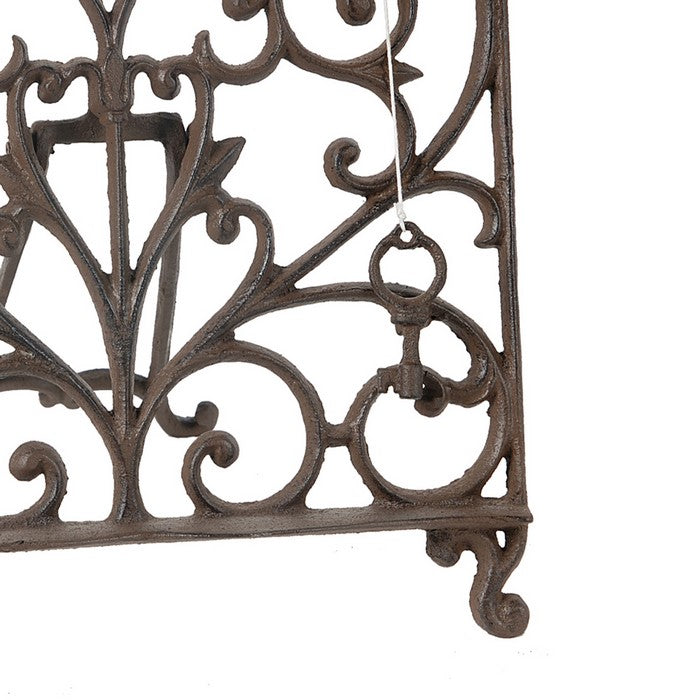 Metal Book Stand with Key and Lock Paper Weight, Brown