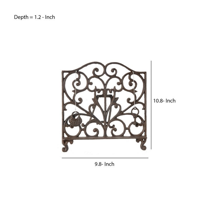 Metal Book Stand with Key and Lock Paper Weight, Brown