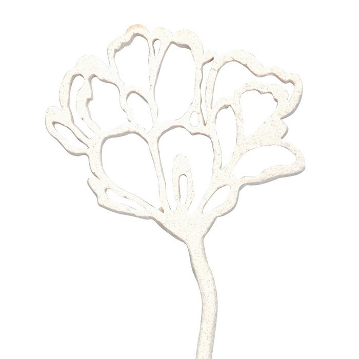 Polyresin Flower Garden Stake with Cutout Design, White