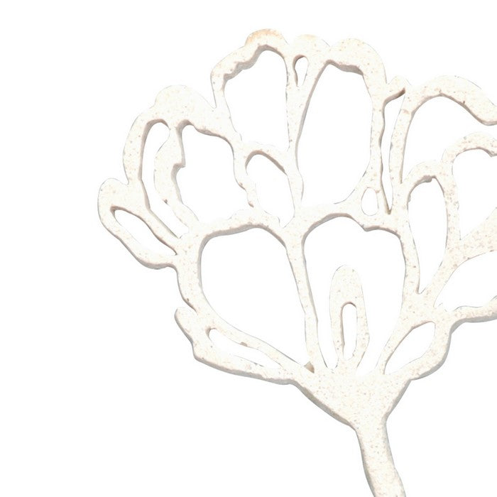 Polyresin Flower Garden Stake with Cutout Design, White
