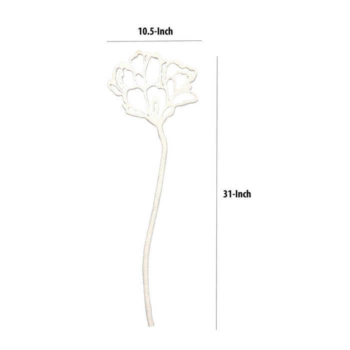 Polyresin Flower Garden Stake with Cutout Design, White