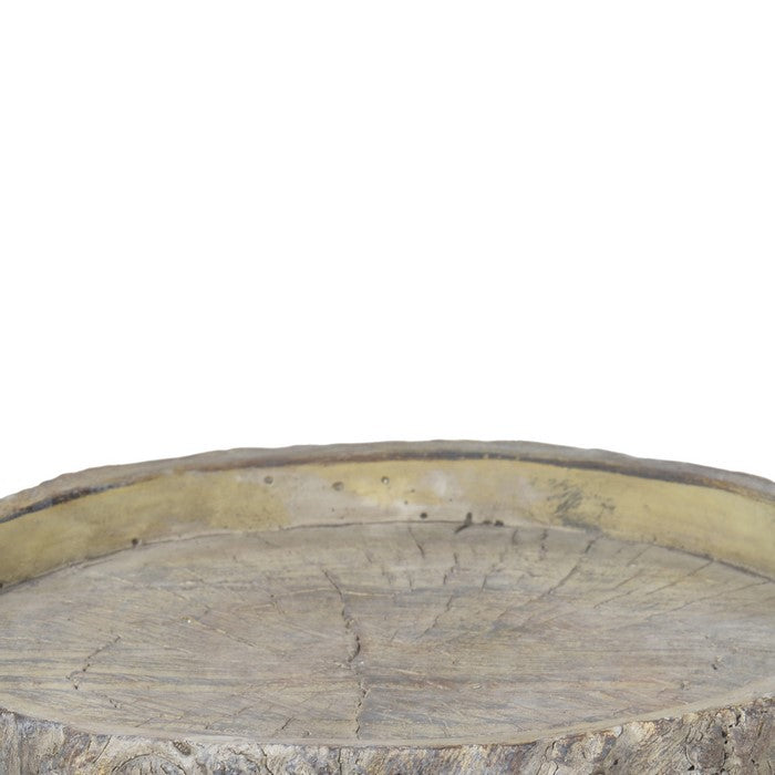 decorative Round Shape Cemented Log Plate, Gray