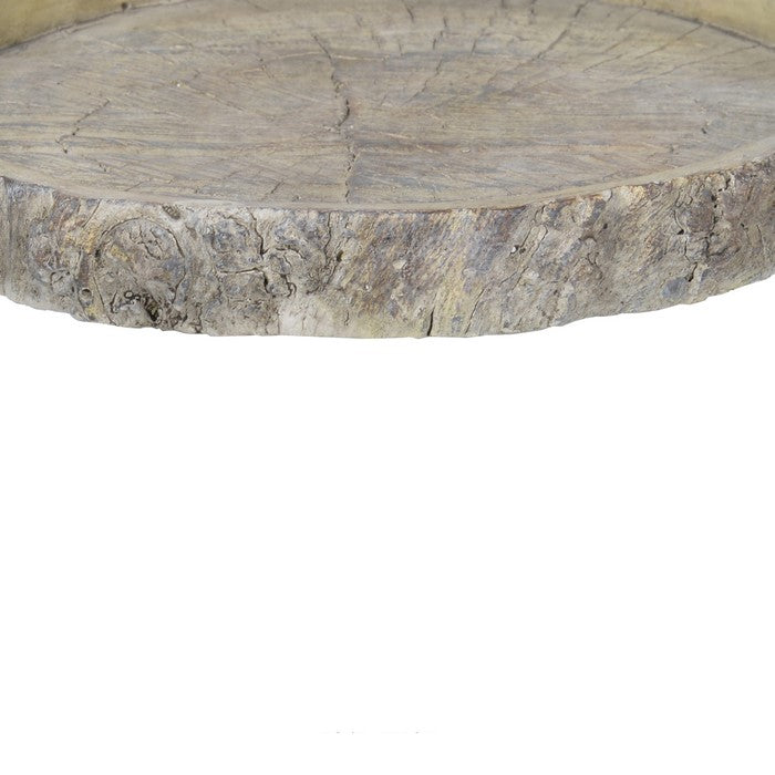 decorative Round Shape Cemented Log Plate, Gray
