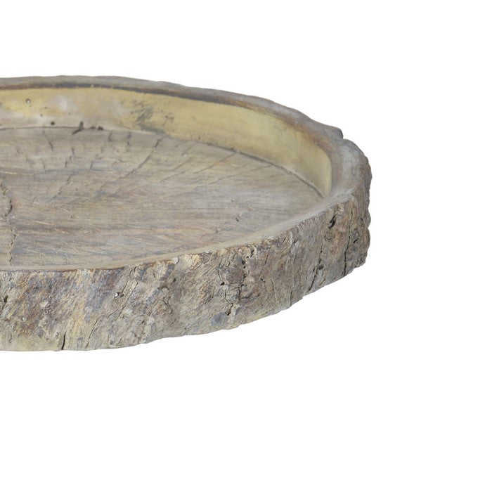 decorative Round Shape Cemented Log Plate, Gray