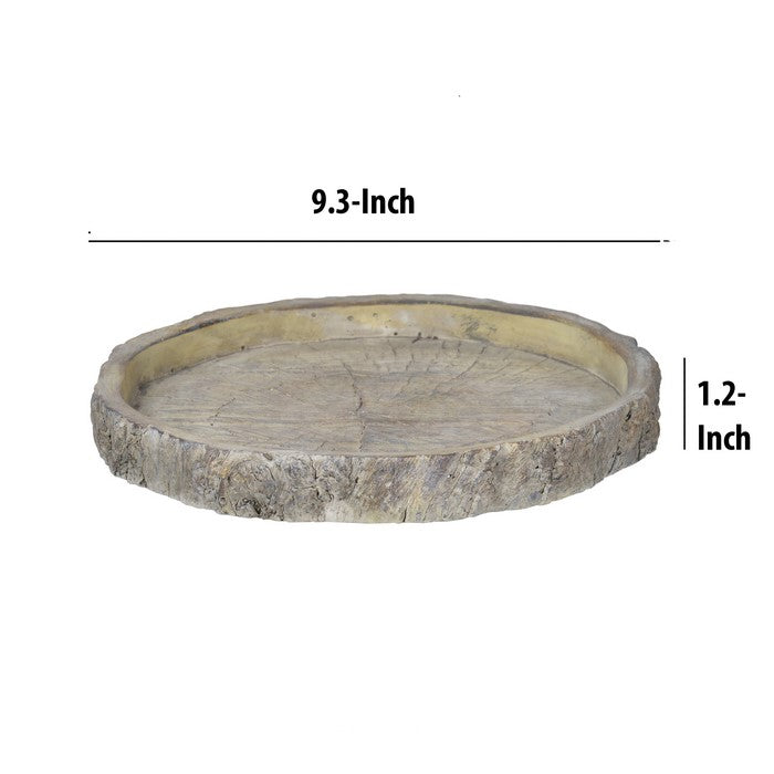 decorative Round Shape Cemented Log Plate, Gray