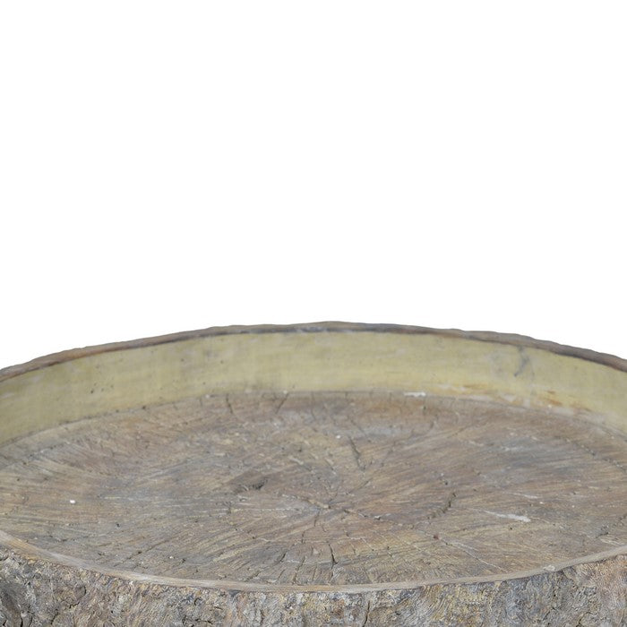 decorative Cemented Log Plate with Distressed Details, Gray