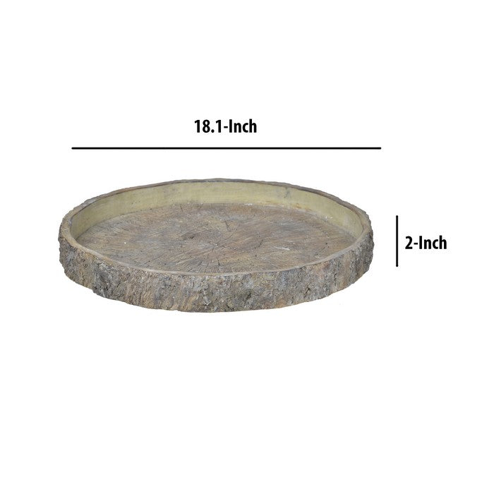 decorative Cemented Log Plate with Distressed Details, Gray