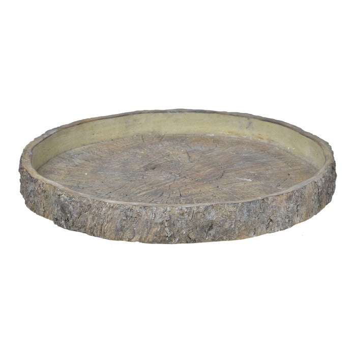 decorative Cemented Log Plate with Distressed Details, Gray
