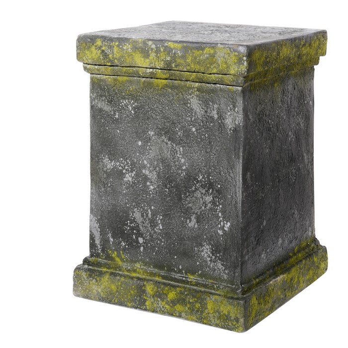 Magnesium Pedestals with Distressed Details, Gray and Green, Set of 2