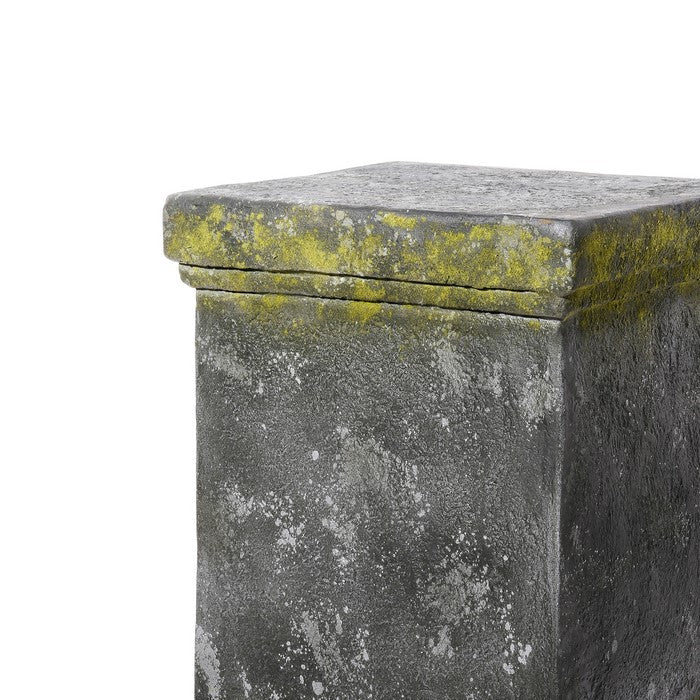 Magnesium Pedestals with Distressed Details, Gray and Green, Set of 2