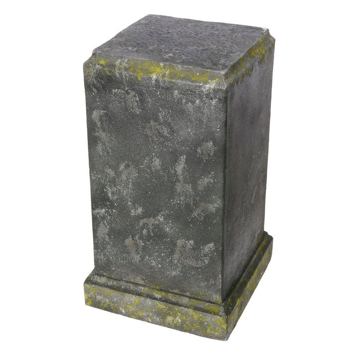 Column Shape Magnesium Pedestal with Distressed Details, Gray and Green
