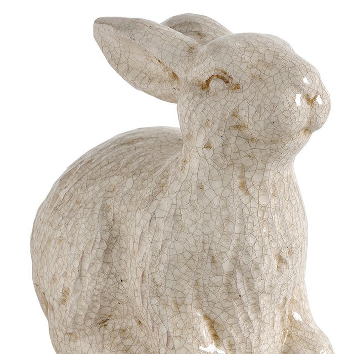 decorative Ceramic Rabbit Figurine with Crackled Texture, White