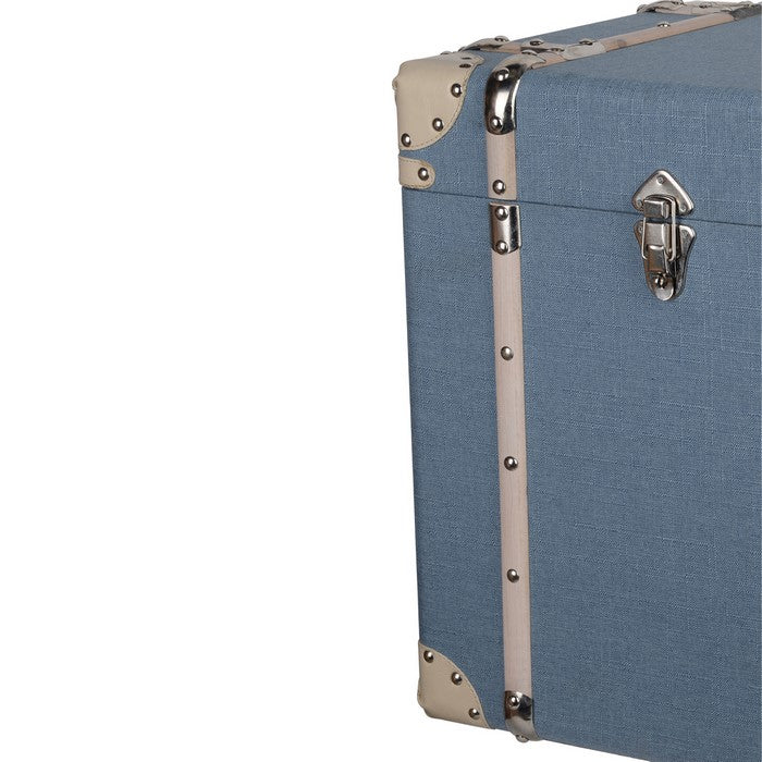 Wooden Storage Cubes with Fabric Upholstery, Set of 2, Blue