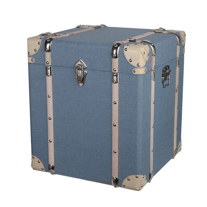 Wooden Storage Cubes with Fabric Upholstery, Set of 2, Blue